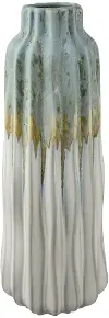 White and Green Tall Ceramic Vase