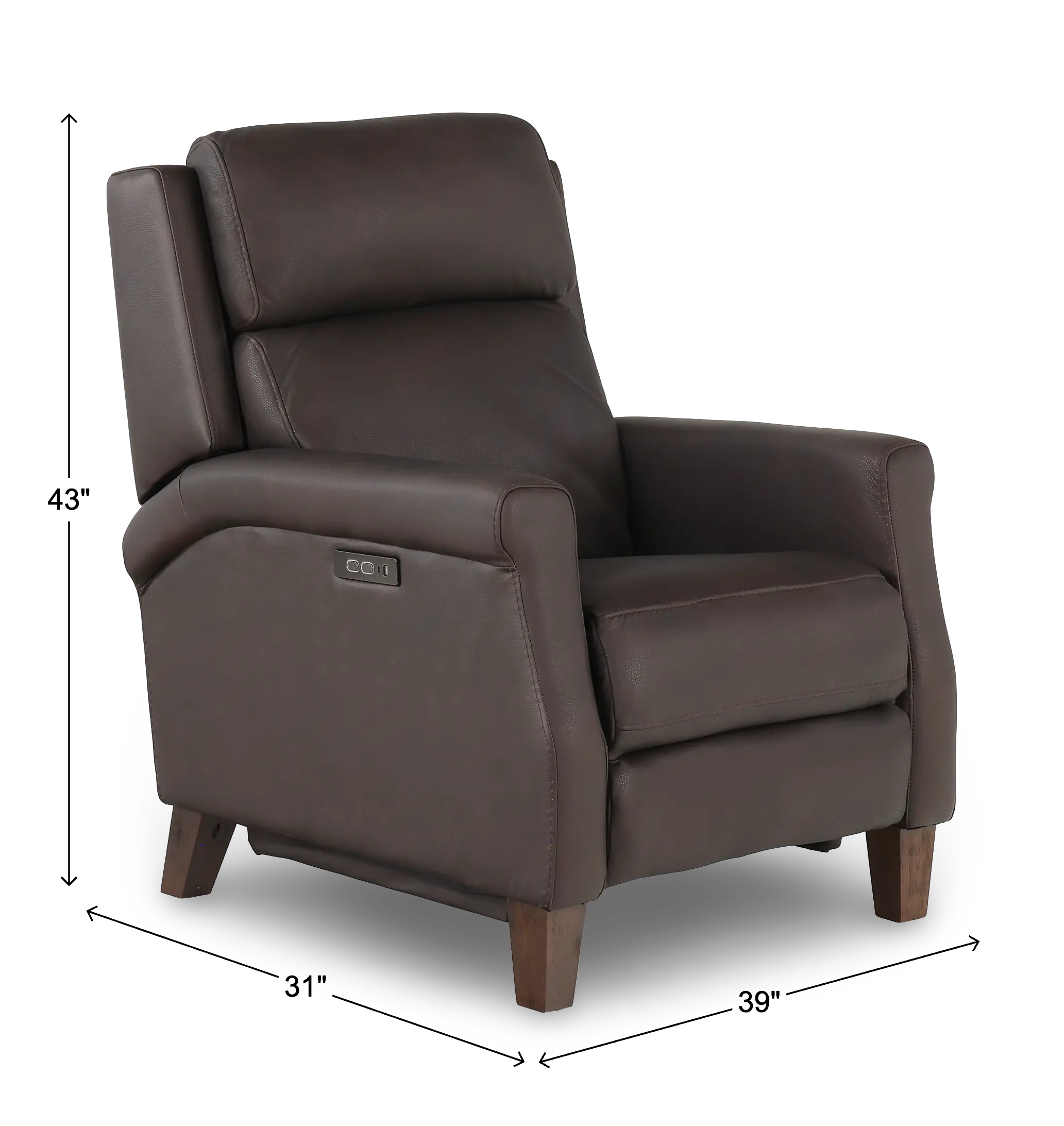 Finley Chocolate Brown Leather High-Leg Power Recliner-3