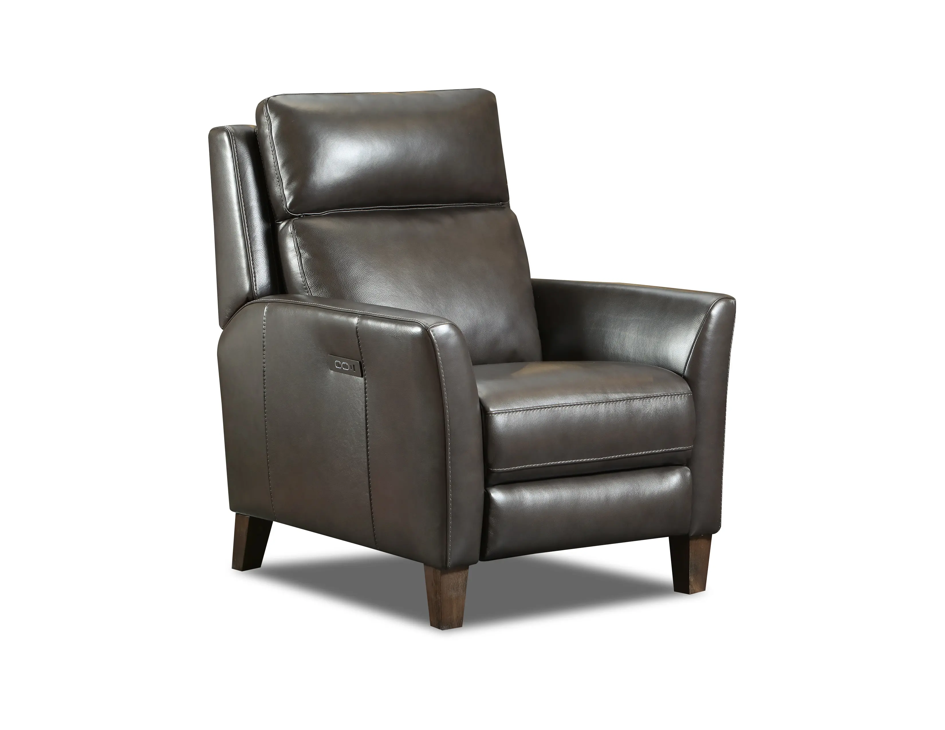 Fairchild Chocolate Brown Leather High Leg Power Recliner-1
