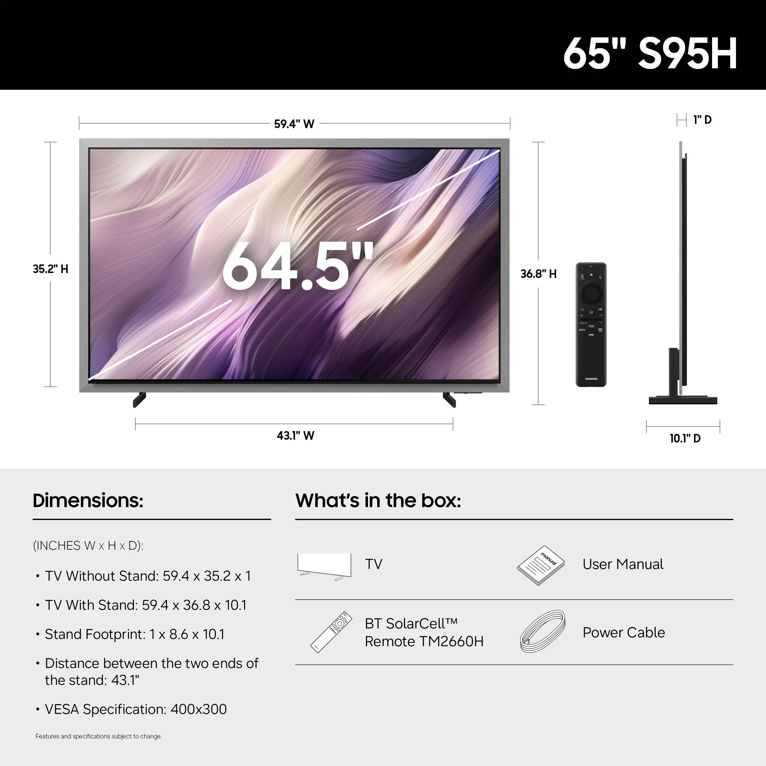 QN65S95HAFXZA Samsung 65 Class S95H Series OLED 4K UHD Samsung Vision AI Smart Tizen TV-6