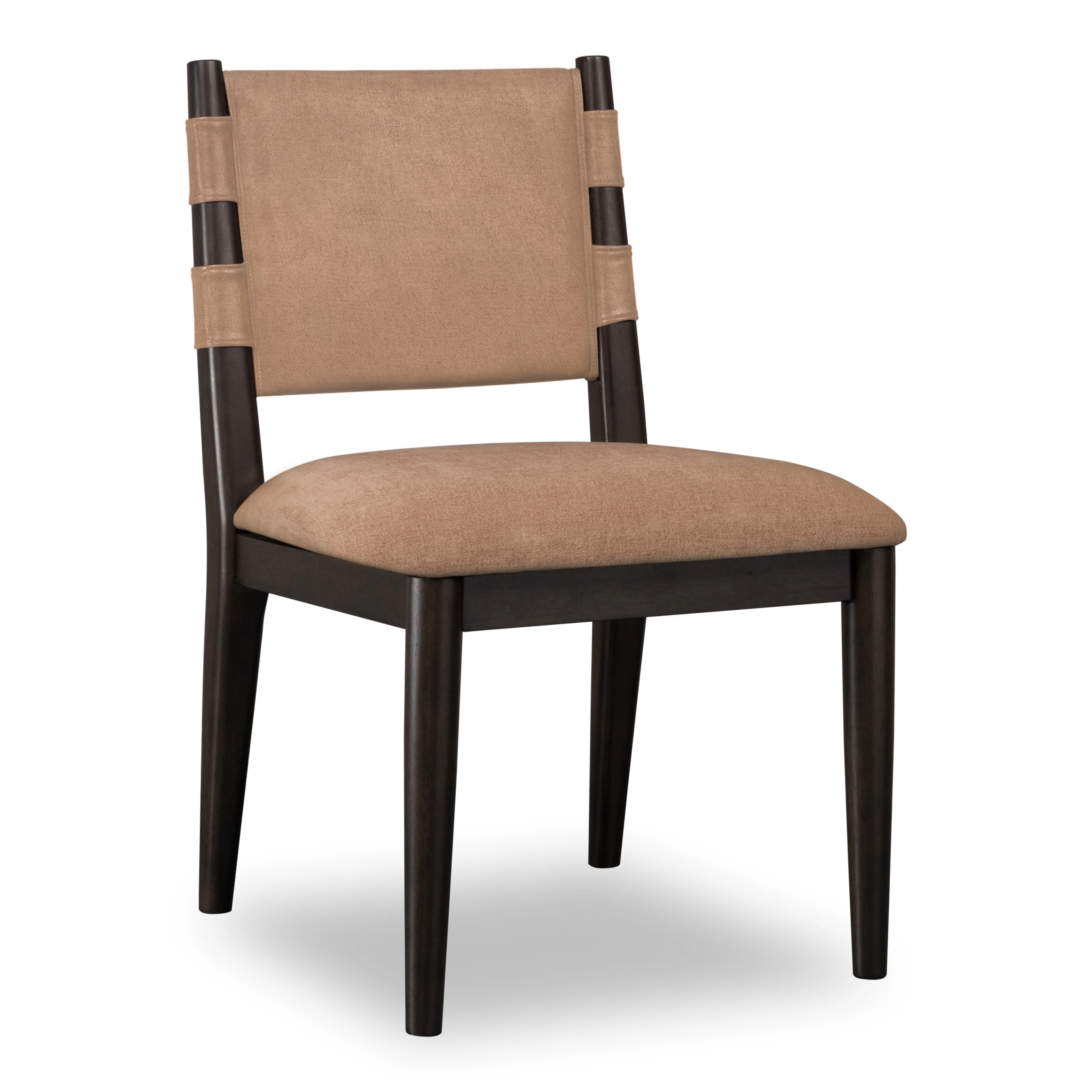 Koko Minx Brown Round Table with 4 Upholstered-Back Chairs-3