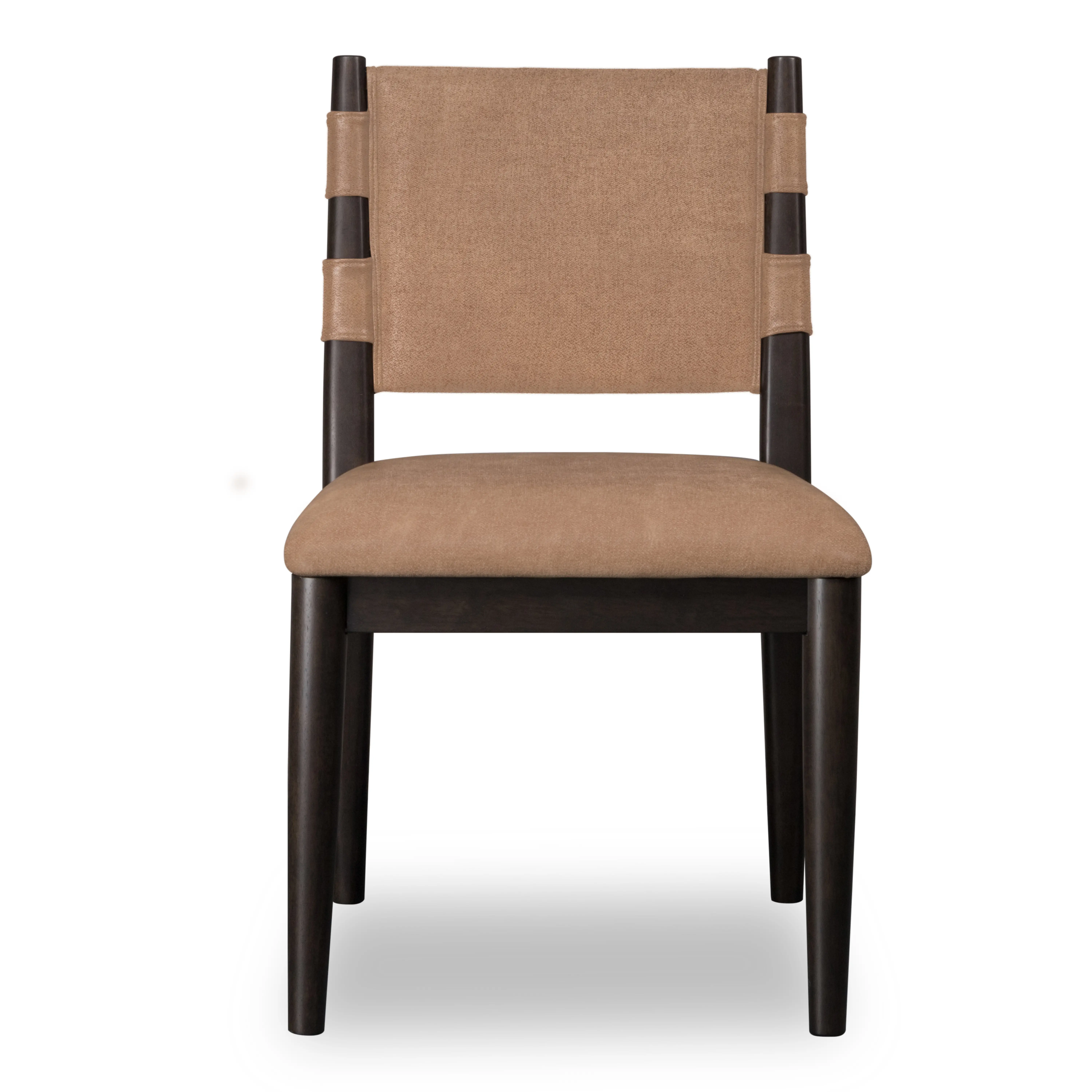 Koko Minx Brown Round Table with 4 Upholstered-Back Chairs-4