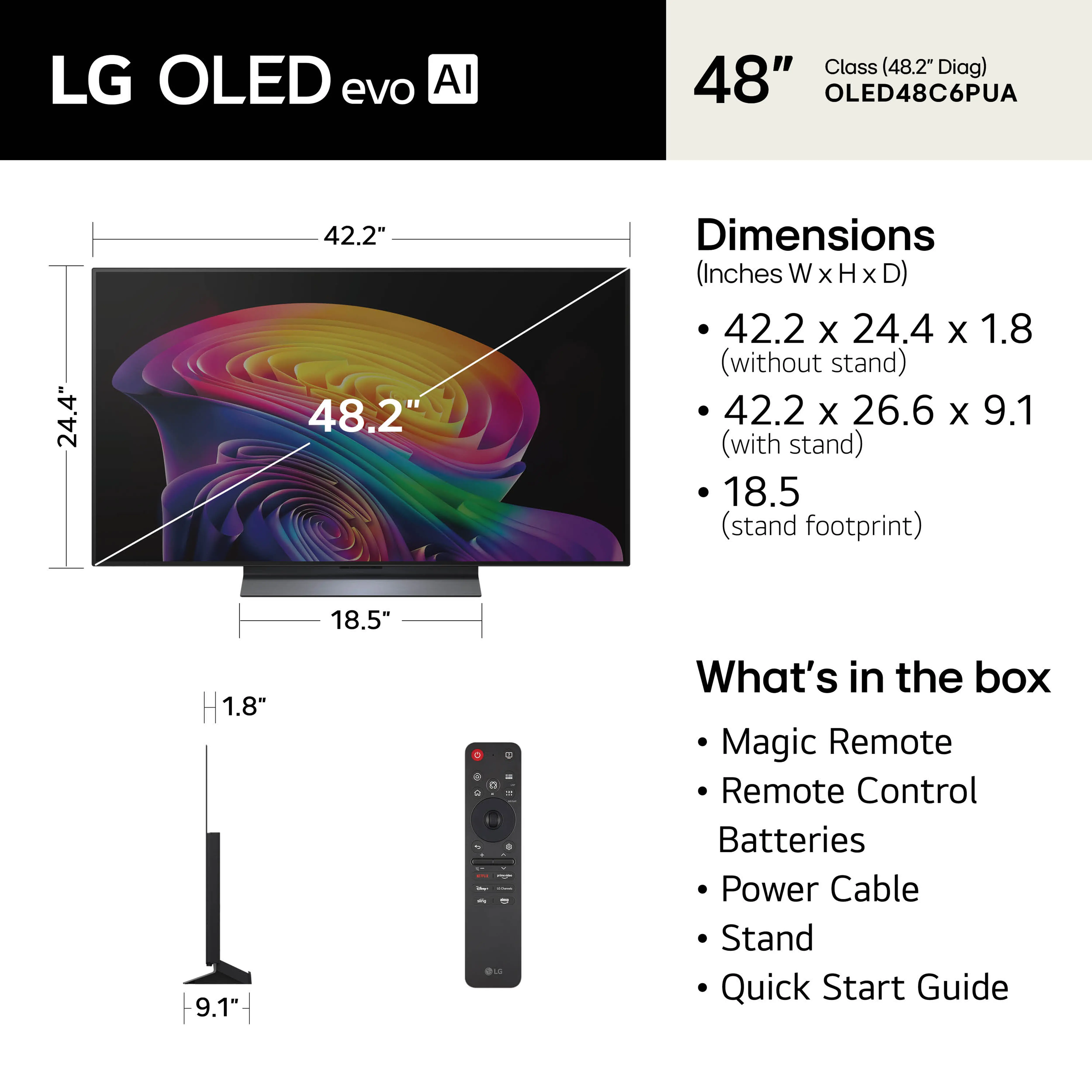 OLED48C6PUA.AUS LG 48 Class C6 Series OLED evo AI 4K Smart TV-3