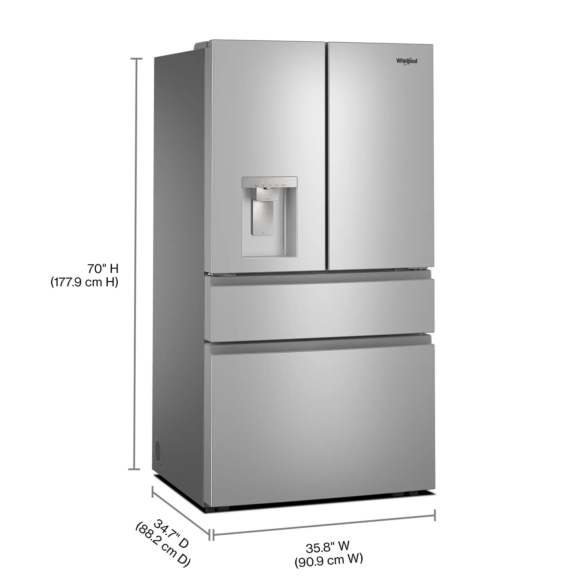 WRMF3736SZ Whirlpool 29 Cu Ft 4-Door French Door Refrigerator with Flexible Temperature Drawer - Stainless Steel-3