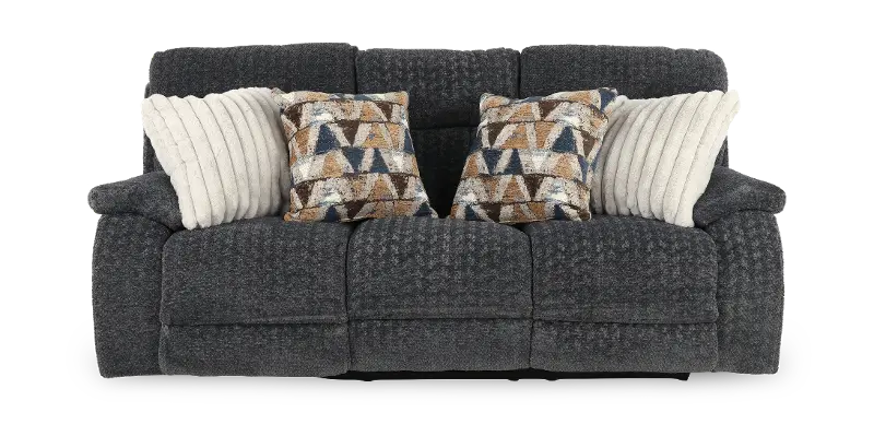 Joya Galaxy Gray Power Reclining Sofa with Heat and Massage
