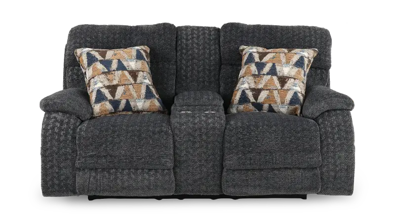 Joya Galaxy Gray Power Reclining Loveseat with Heat and Massage