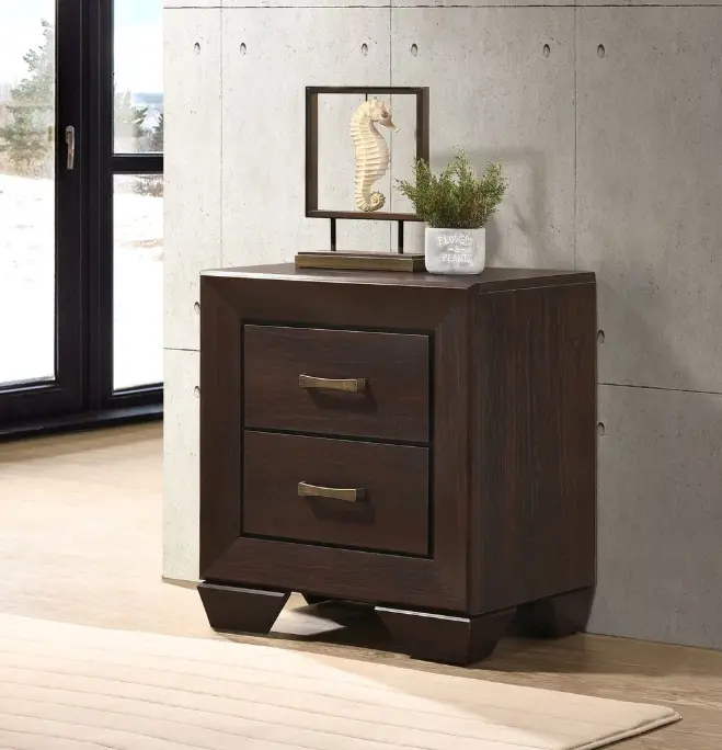 Excalibur Dark Cocoa Brown 2-Drawer Nightstand-2