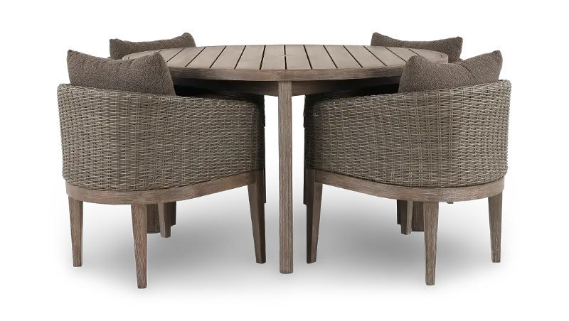 Laguna Brown 5 Piece Wicker Patio Dining Set