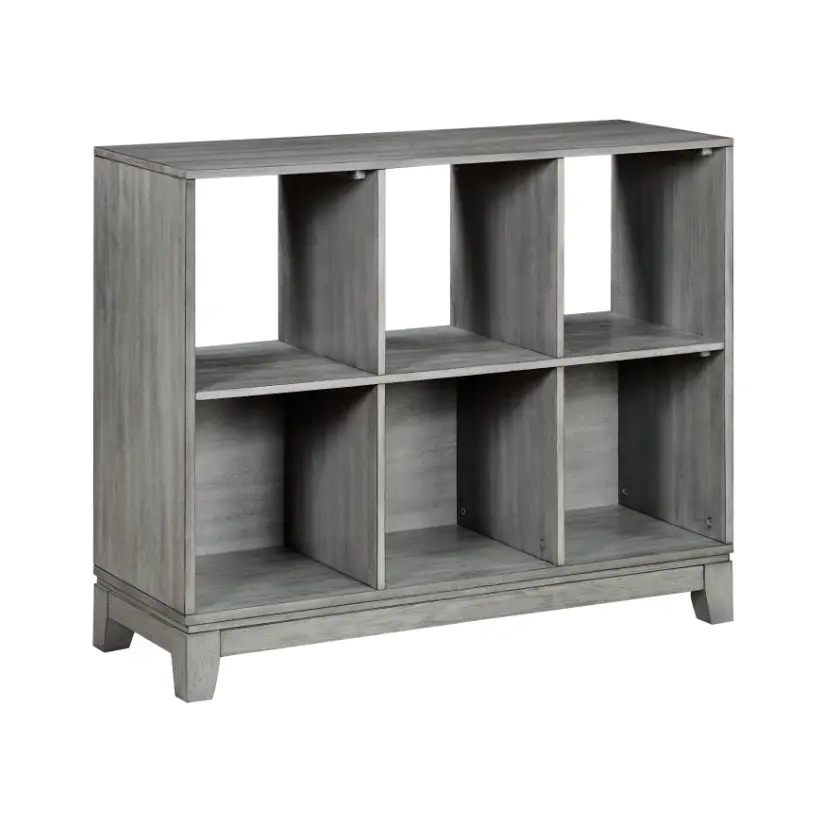 Jordan Driftwood Gray 6-Shelf Bookcase-1