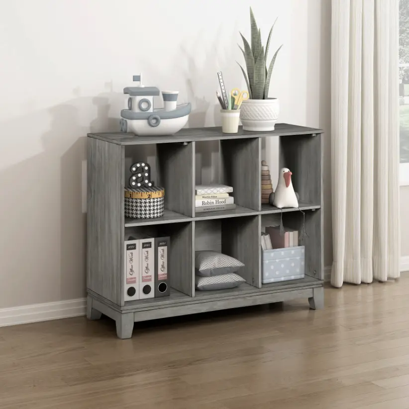 Jordan Driftwood Gray 6-Shelf Bookcase-2