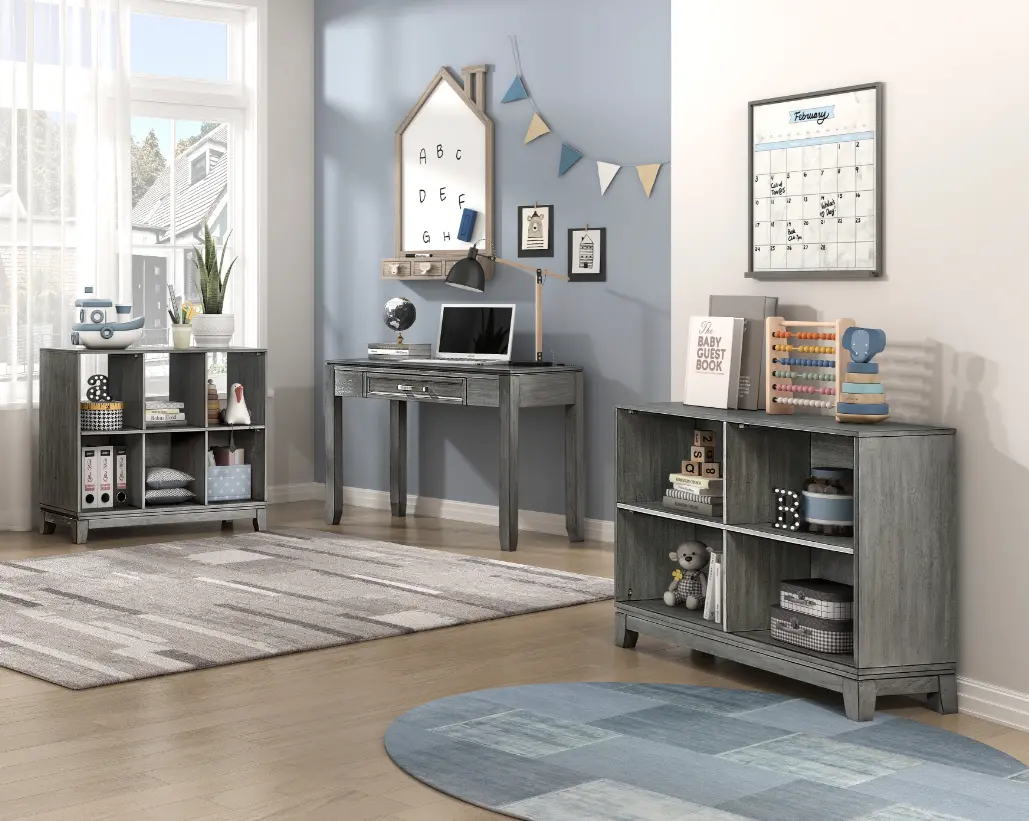 Jordan Driftwood Gray 6-Shelf Bookcase-4