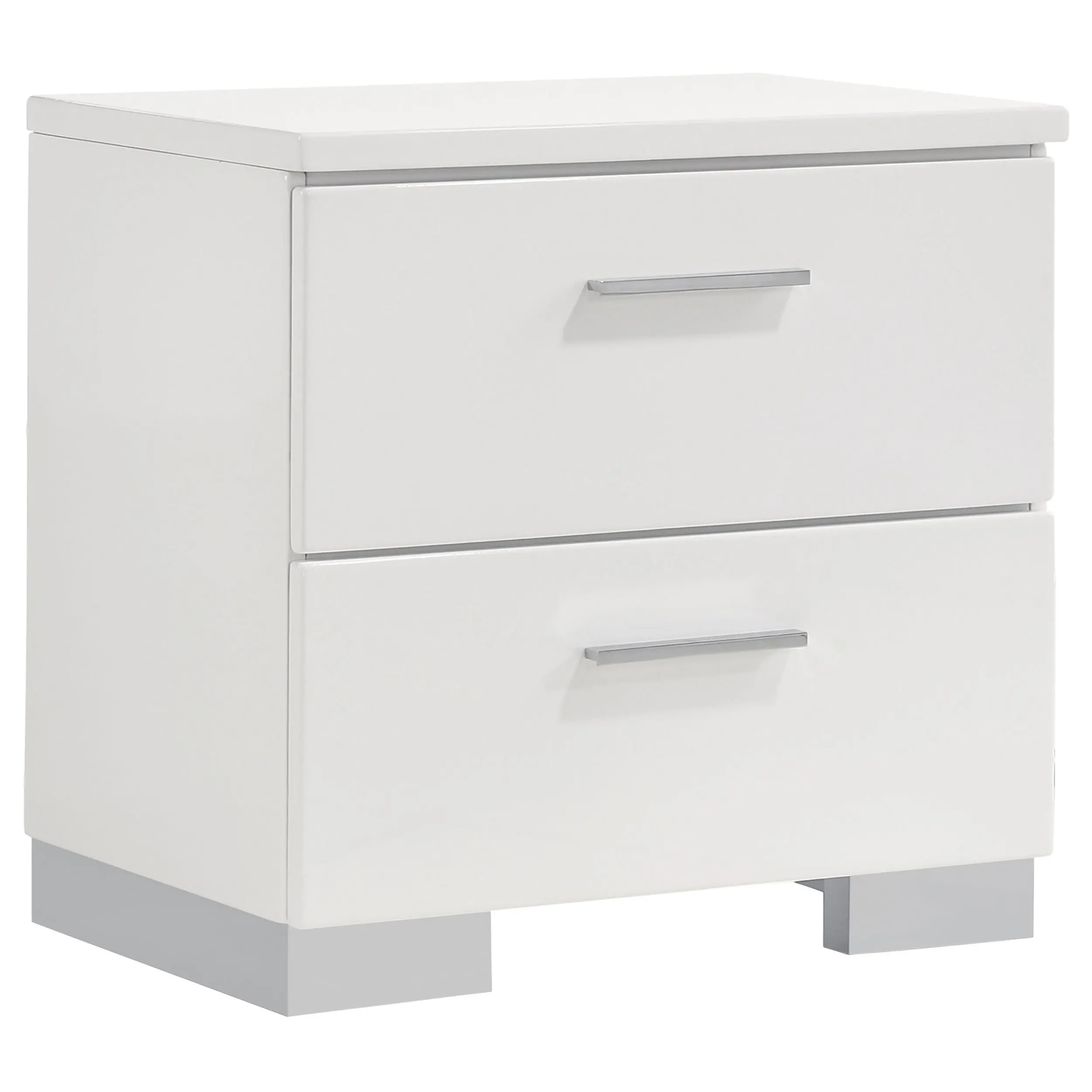 Manhattan Bright White 2-Drawer Nightstand-1