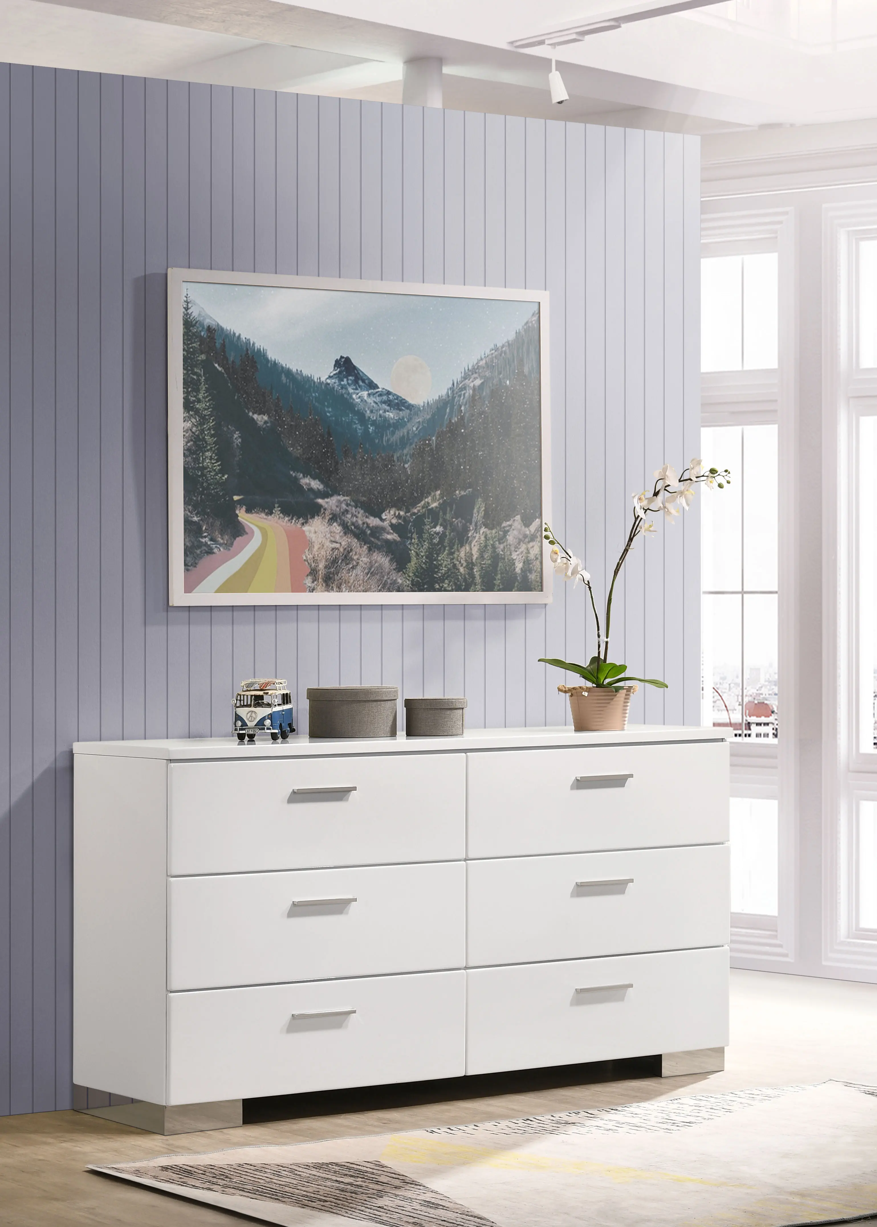 Manhattan Bright White 6-Drawer Dresser-2