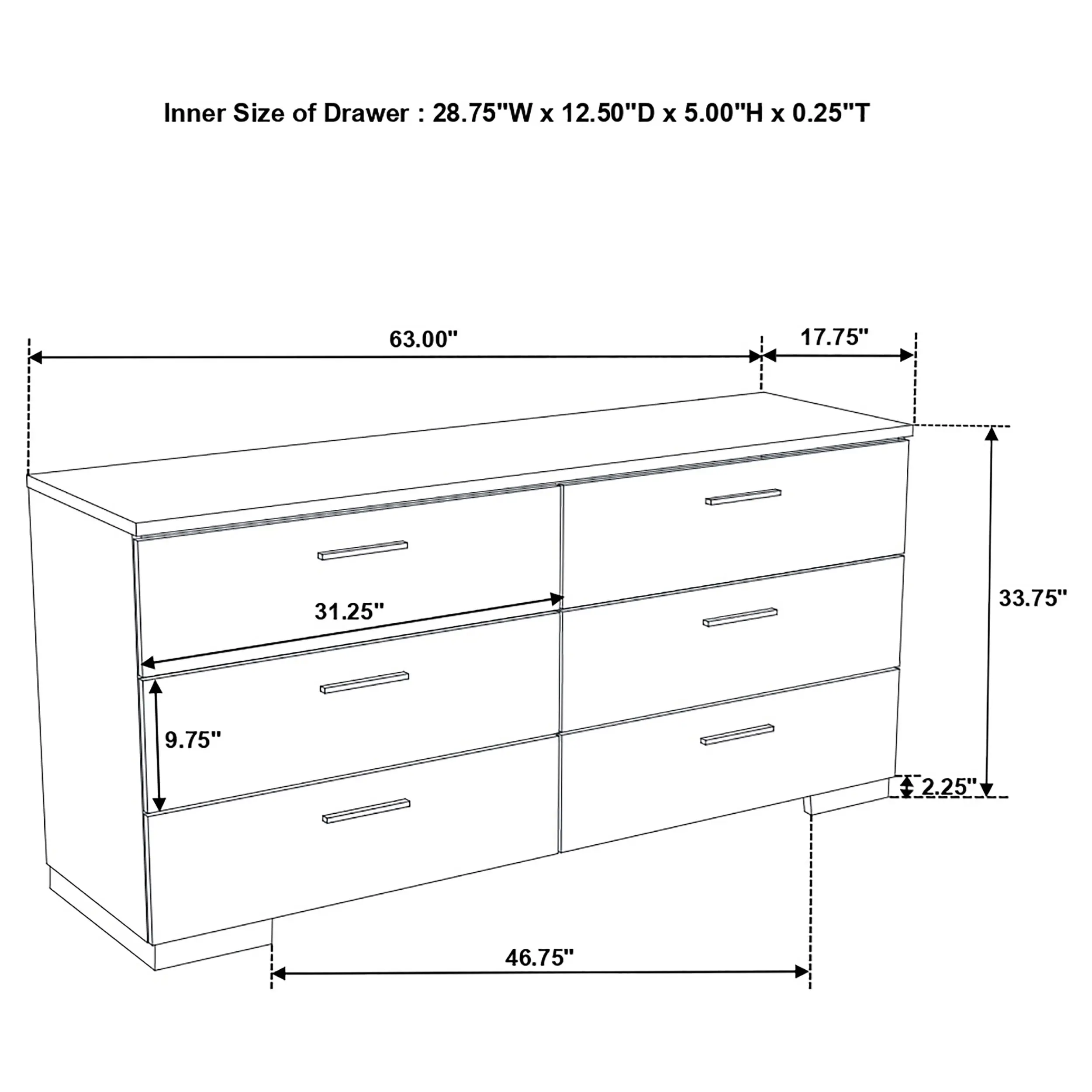 Manhattan Bright White 6-Drawer Dresser-3