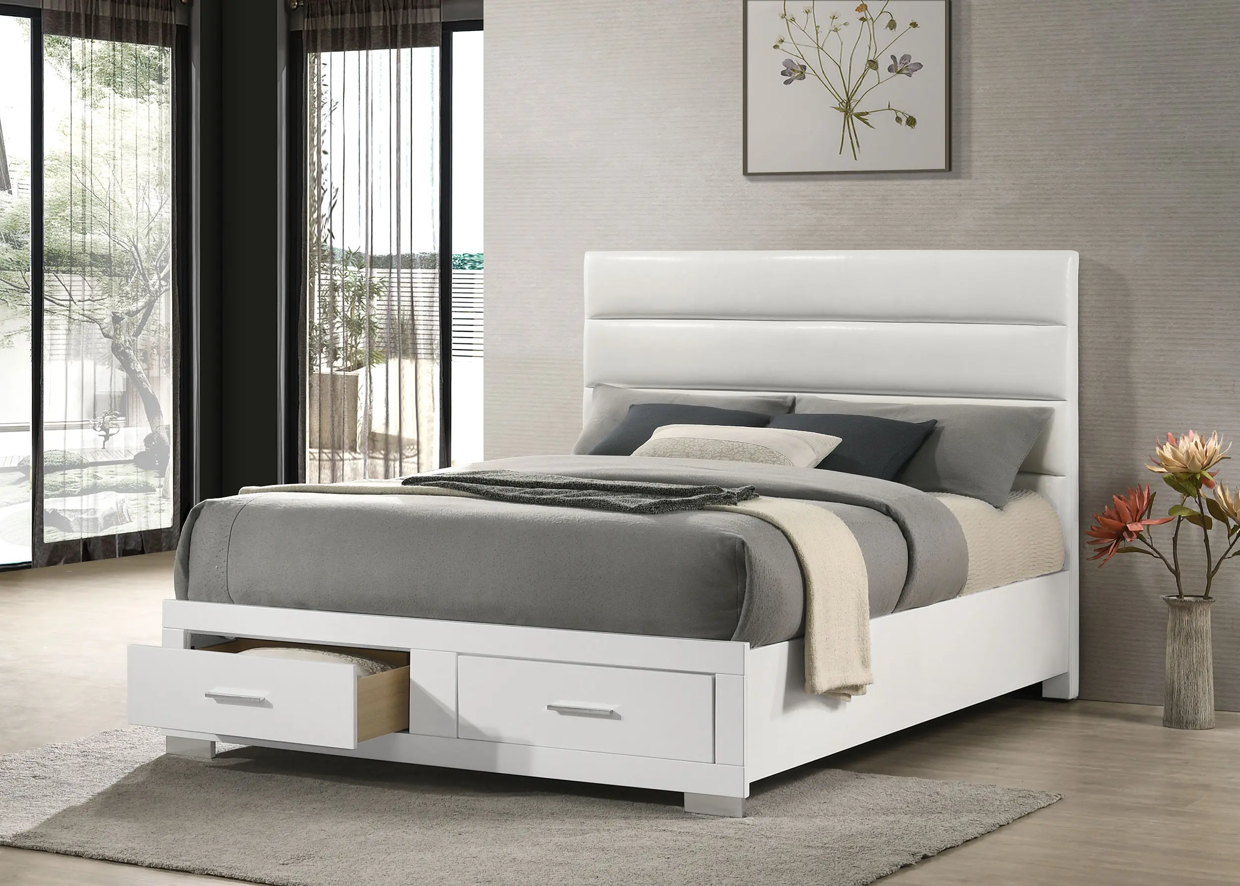Manhattan Bright White Queen Storage Bed-2