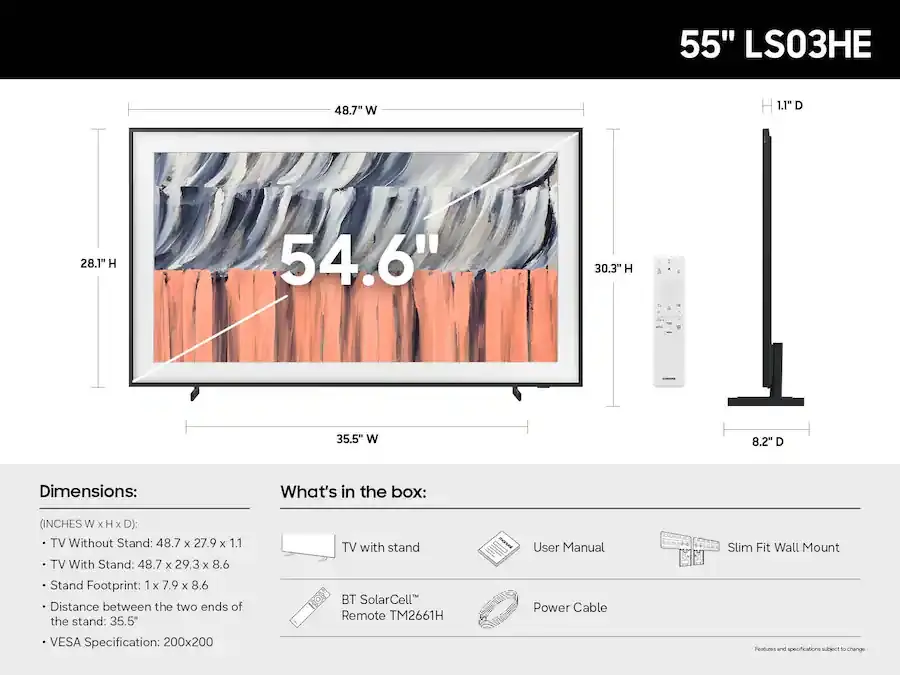 QN55LS03HEFXZA Samsung 55 Class The Frame LS03HE Series 4K UHD AI Smart Tizen TV-3