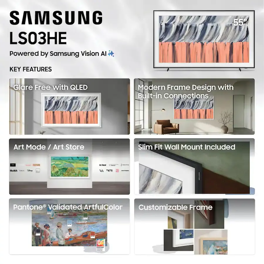 QN55LS03HEFXZA Samsung 55 Class The Frame LS03HE Series 4K UHD AI Smart Tizen TV-8