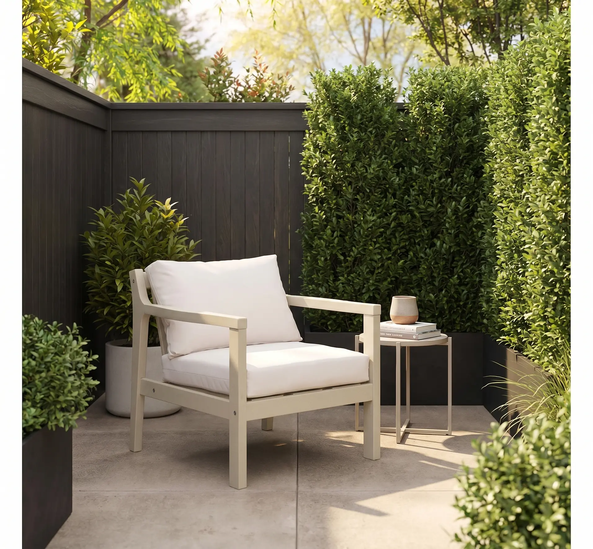 Polybird Beige Patio Club Chair-2