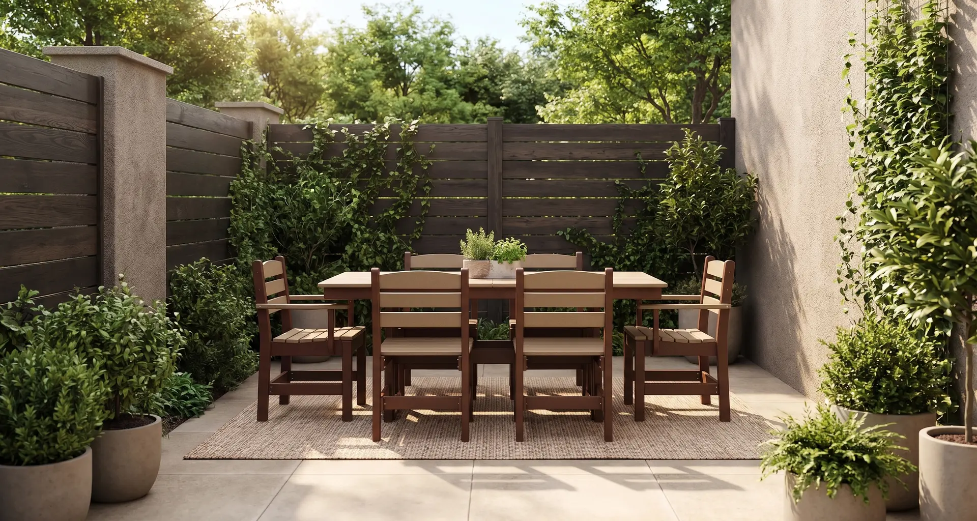 Polybird Brown 7 Piece Patio Dining Set-2