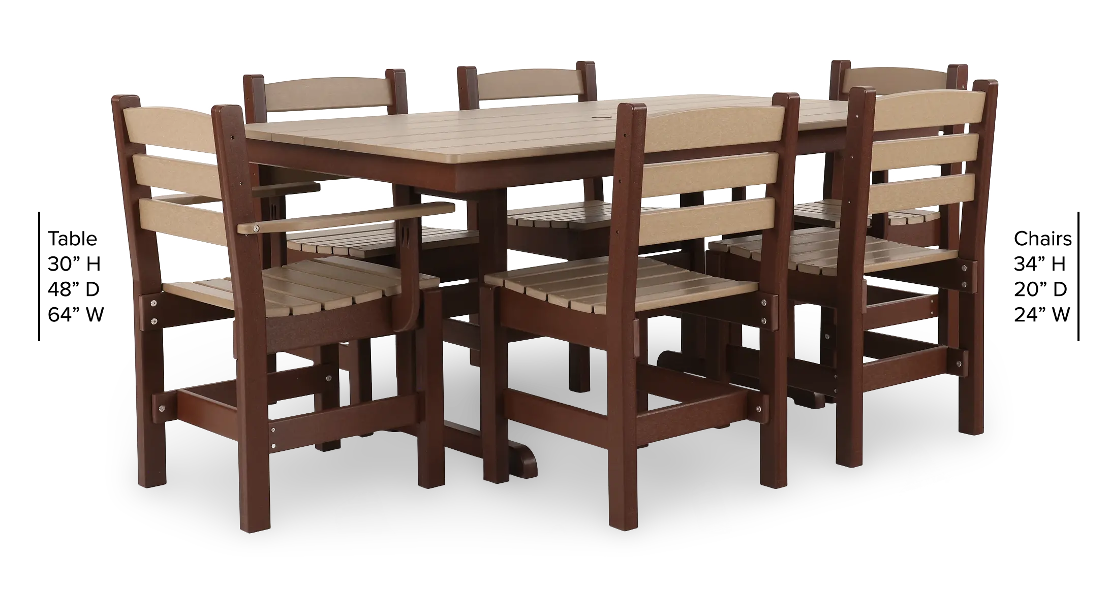 Polybird Brown 7 Piece Patio Dining Set-3