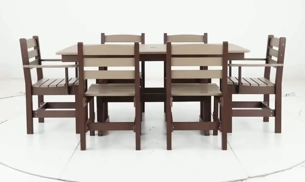 Polybird Brown 7 Piece Patio Dining Set-8