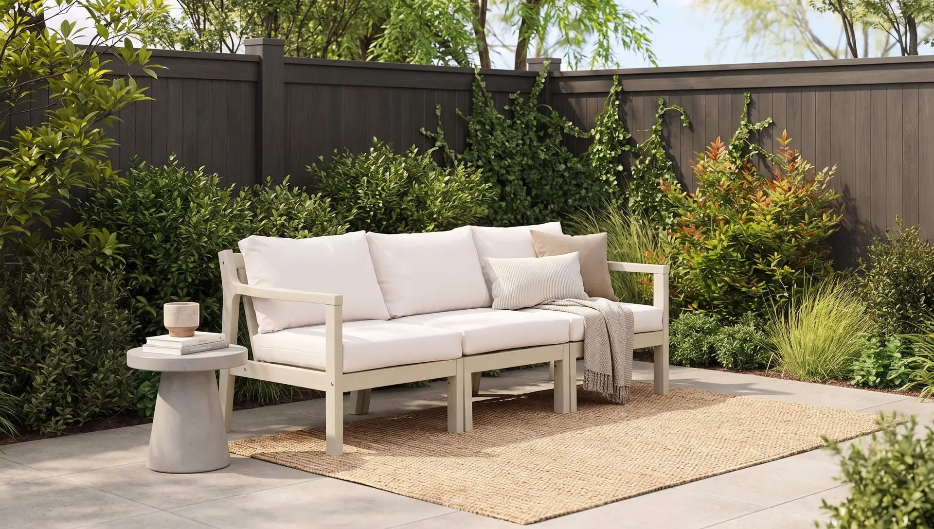 Polybird Beige 3 Piece Patio Sectional Sofa-2
