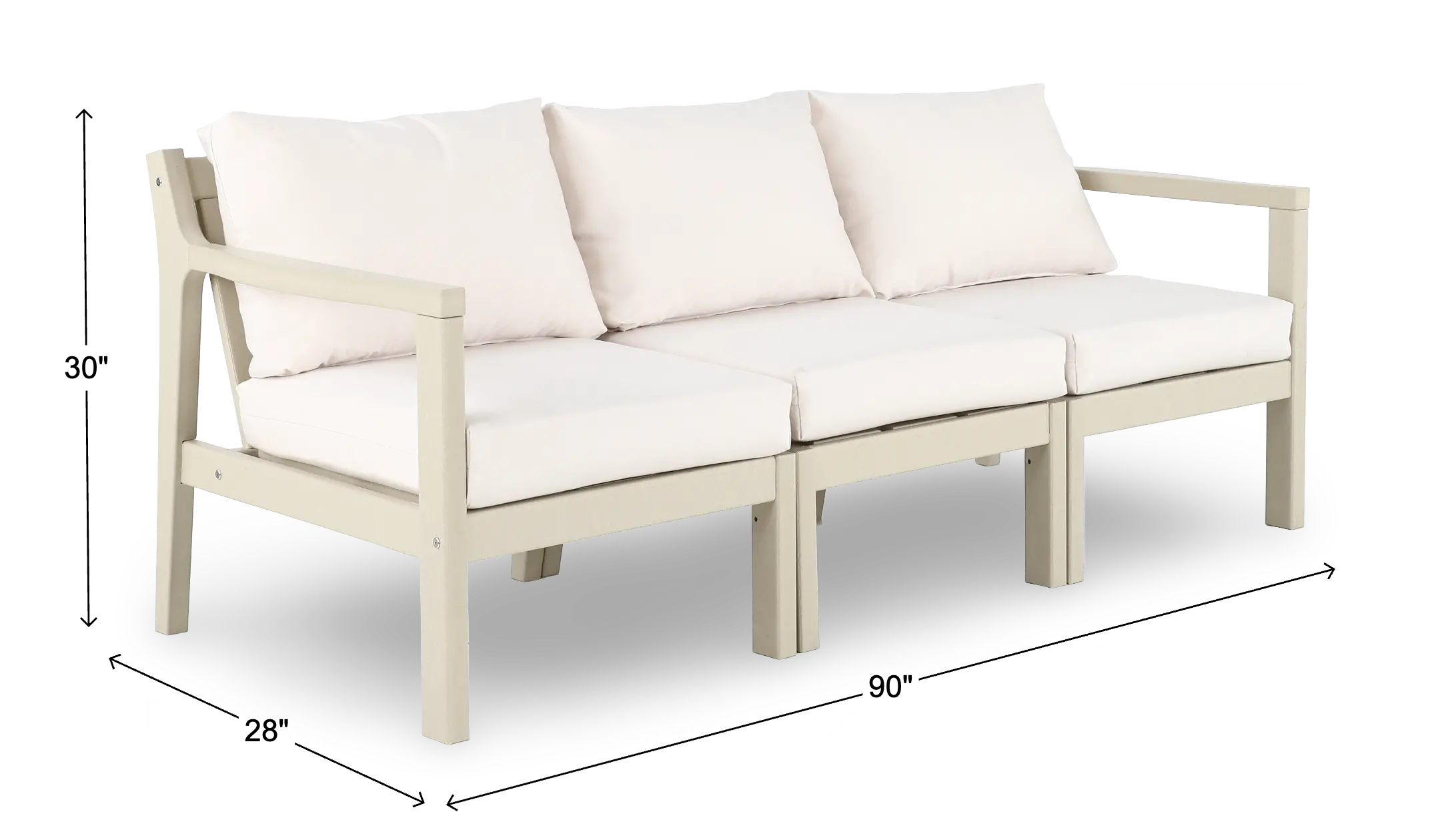 Polybird Beige 3 Piece Patio Sectional Sofa-3