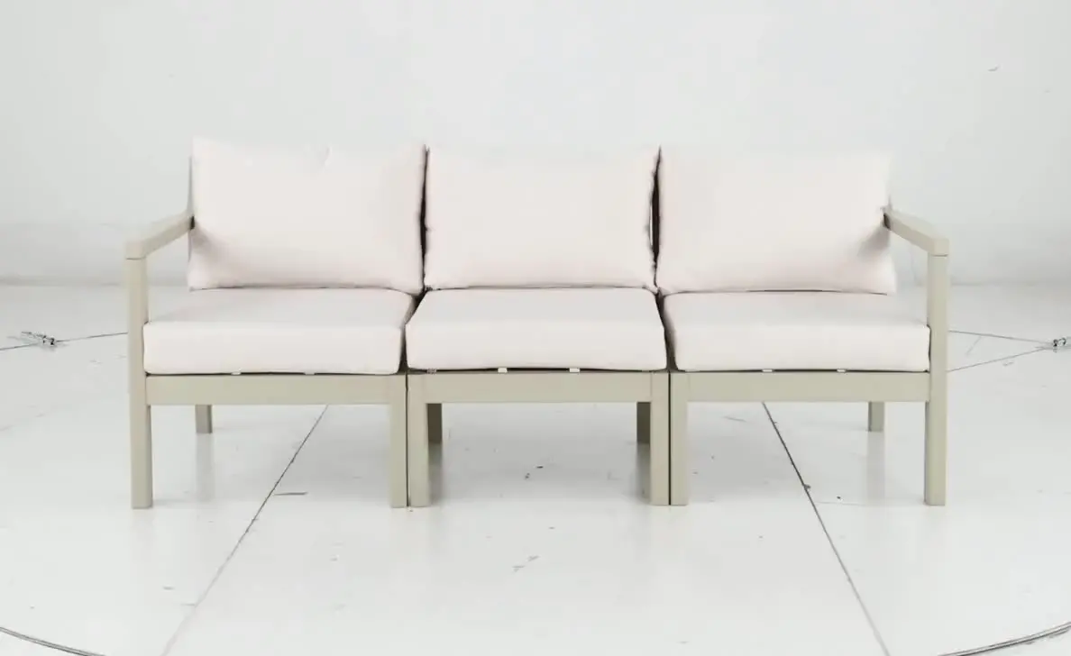 Polybird Beige 3 Piece Patio Sectional Sofa-9