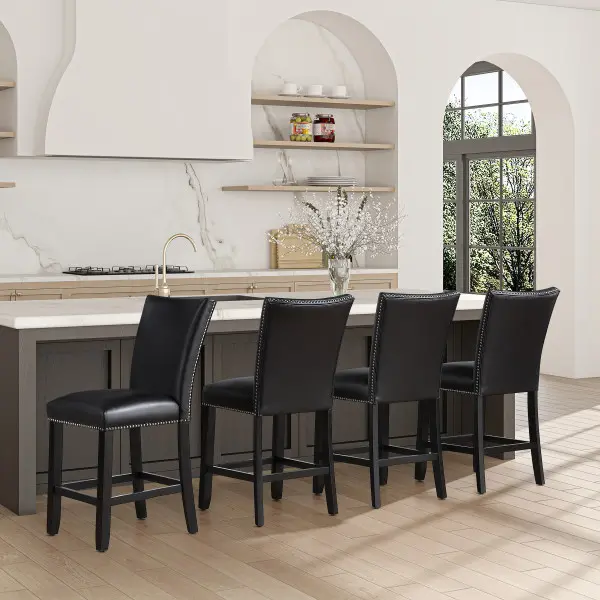 Artemis Black Faux Leather 24 Bar Stool-4