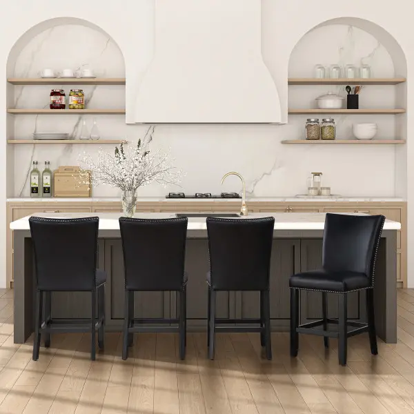 Artemis Black Faux Leather 24 Bar Stool-5