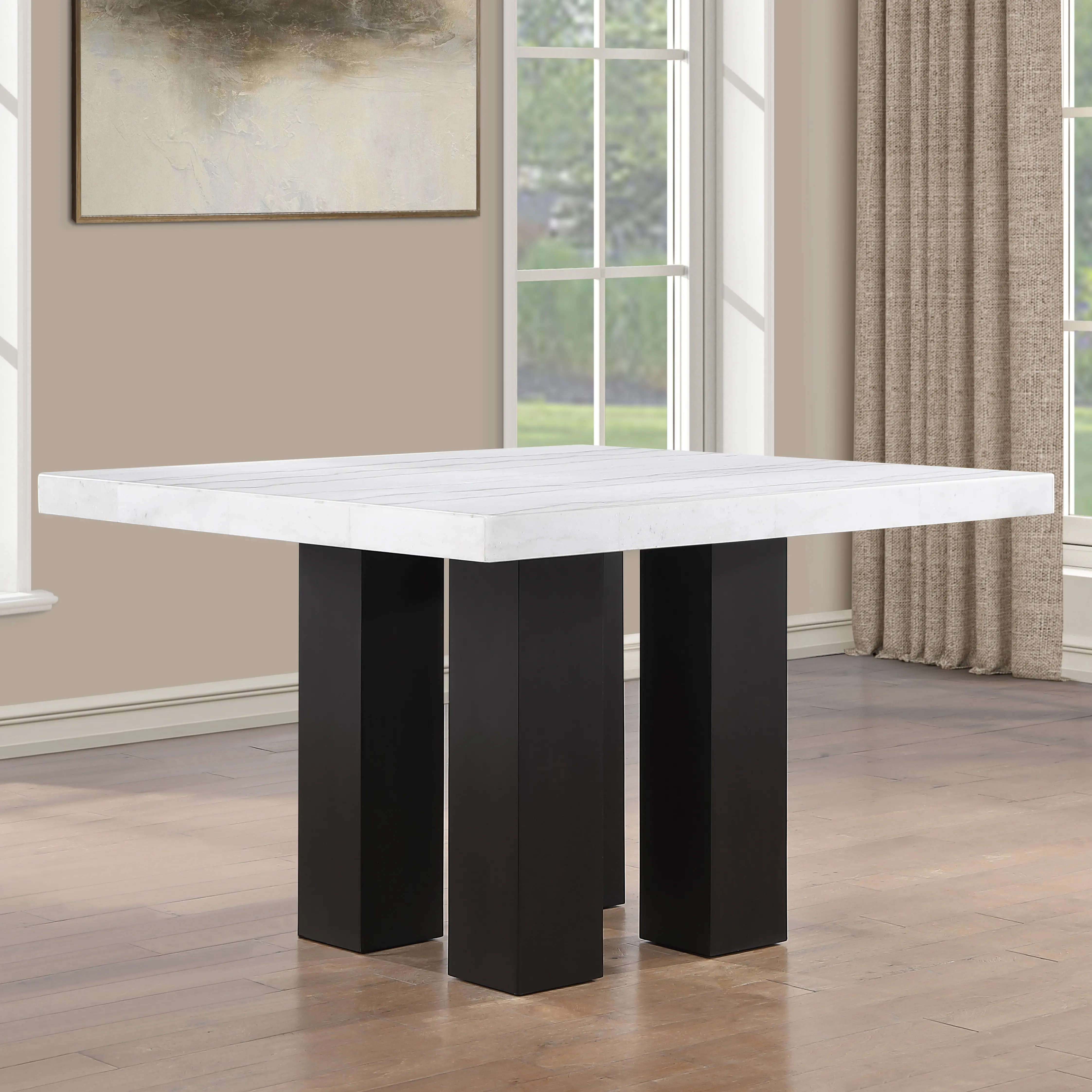 Artemis Marble Table with 4 Gray Bar Stools-3