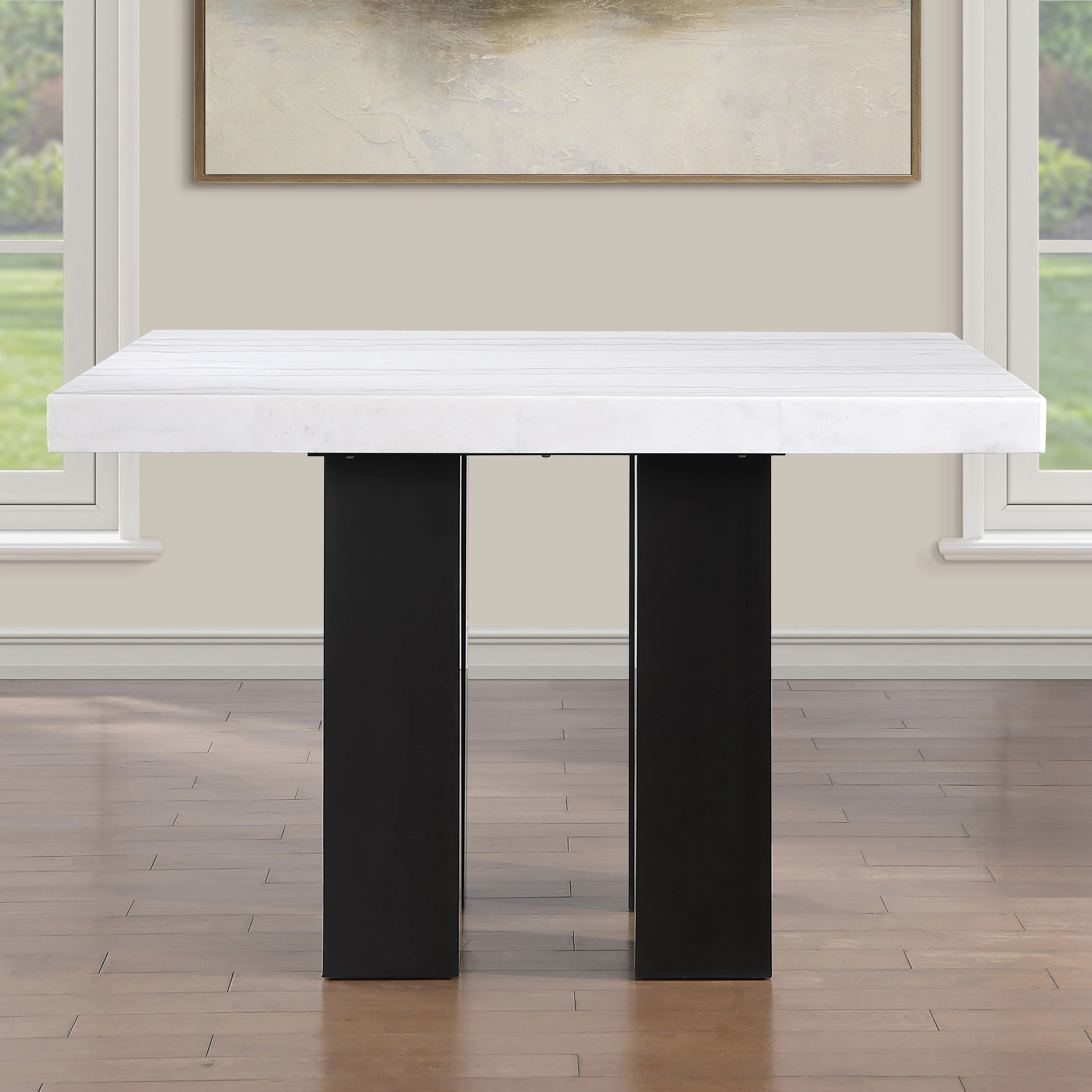 Artemis Marble Table with 4 Gray Bar Stools-5