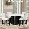 Artemis Marble Table with 4 White Faux Leather Bar Stools