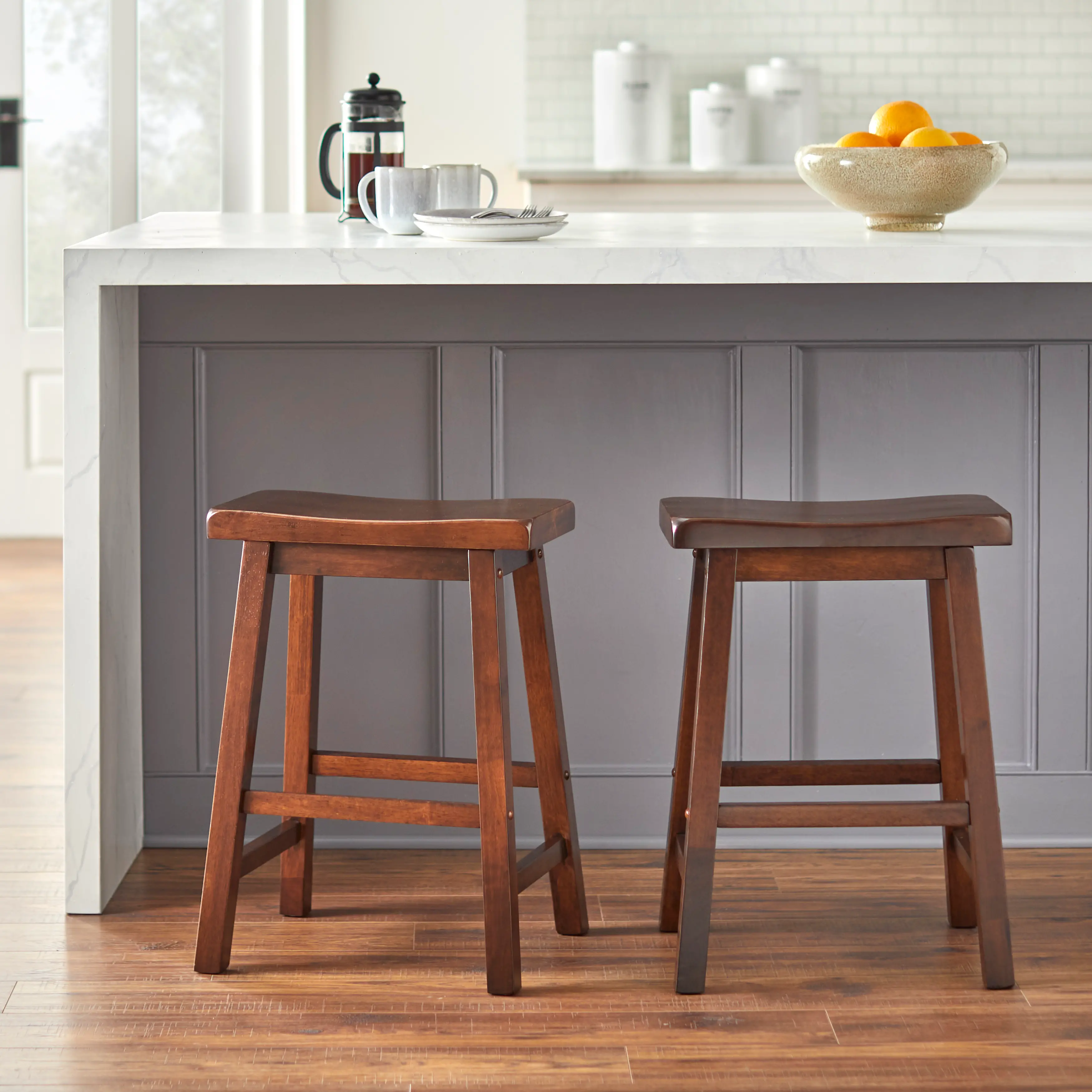 Anderton Brown Saddle Stool, Set of 2-1