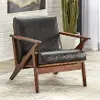 Angelo Black and Walnut Vegan Leather Armchair