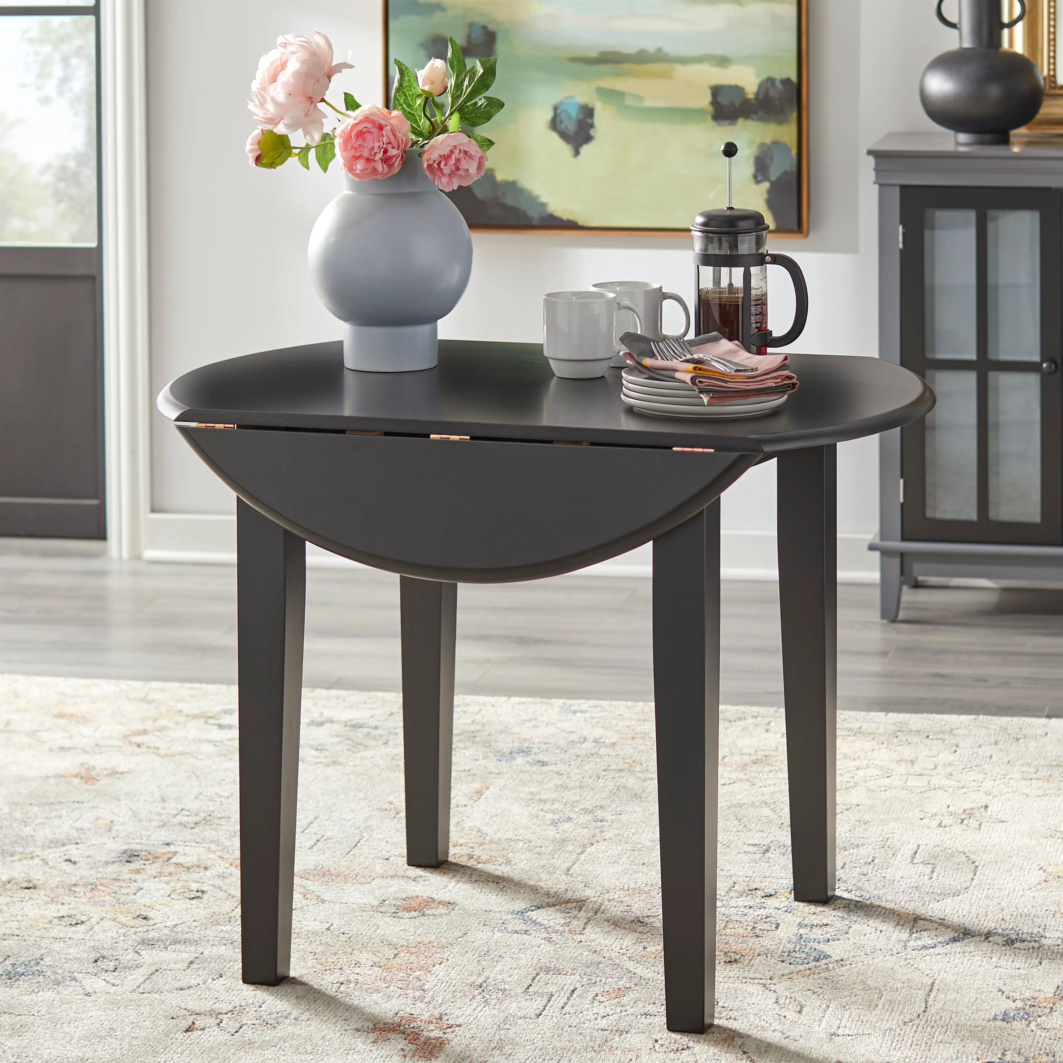 Bosley Black Drop Leaf Dining Table-1