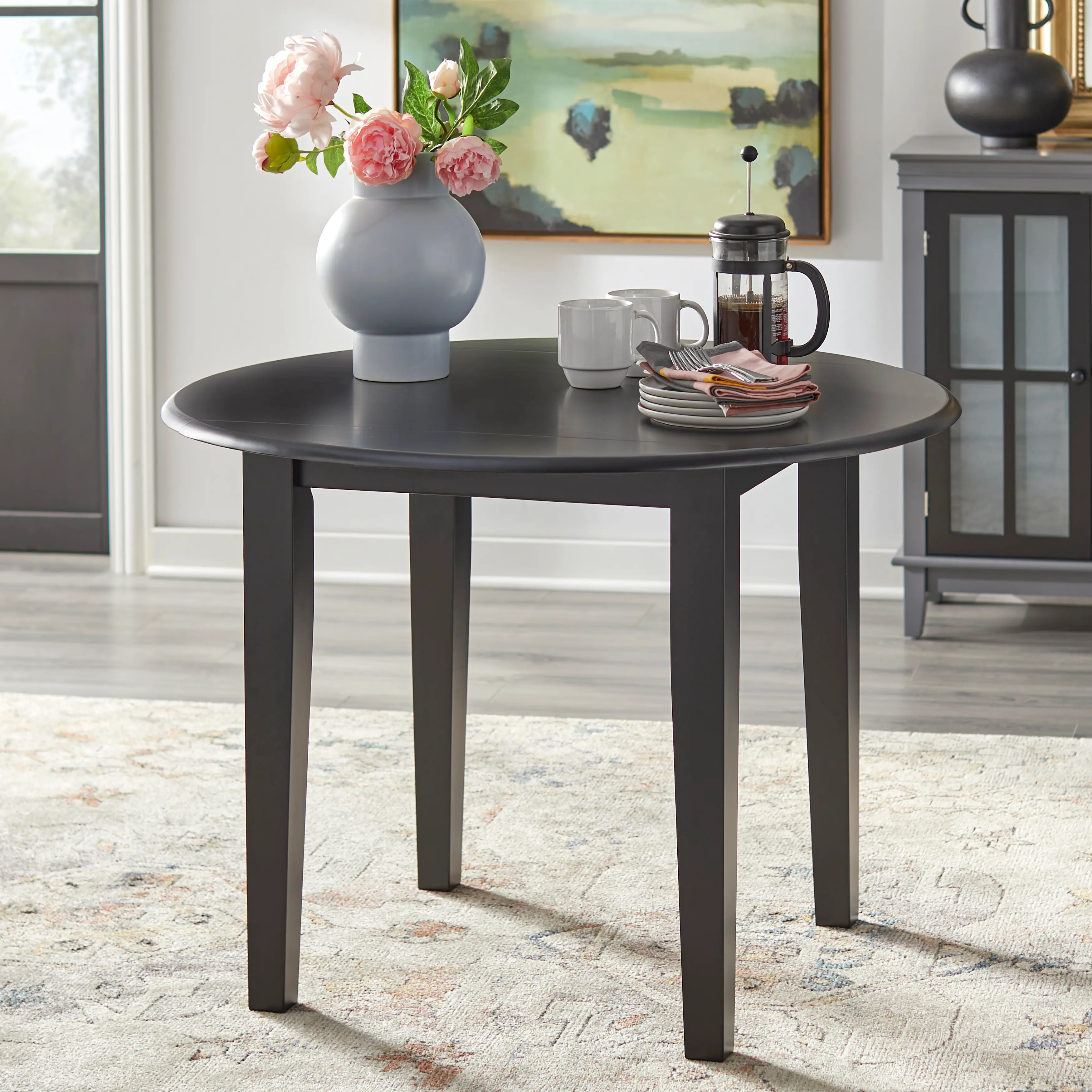 Bosley Black Drop Leaf Dining Table-2
