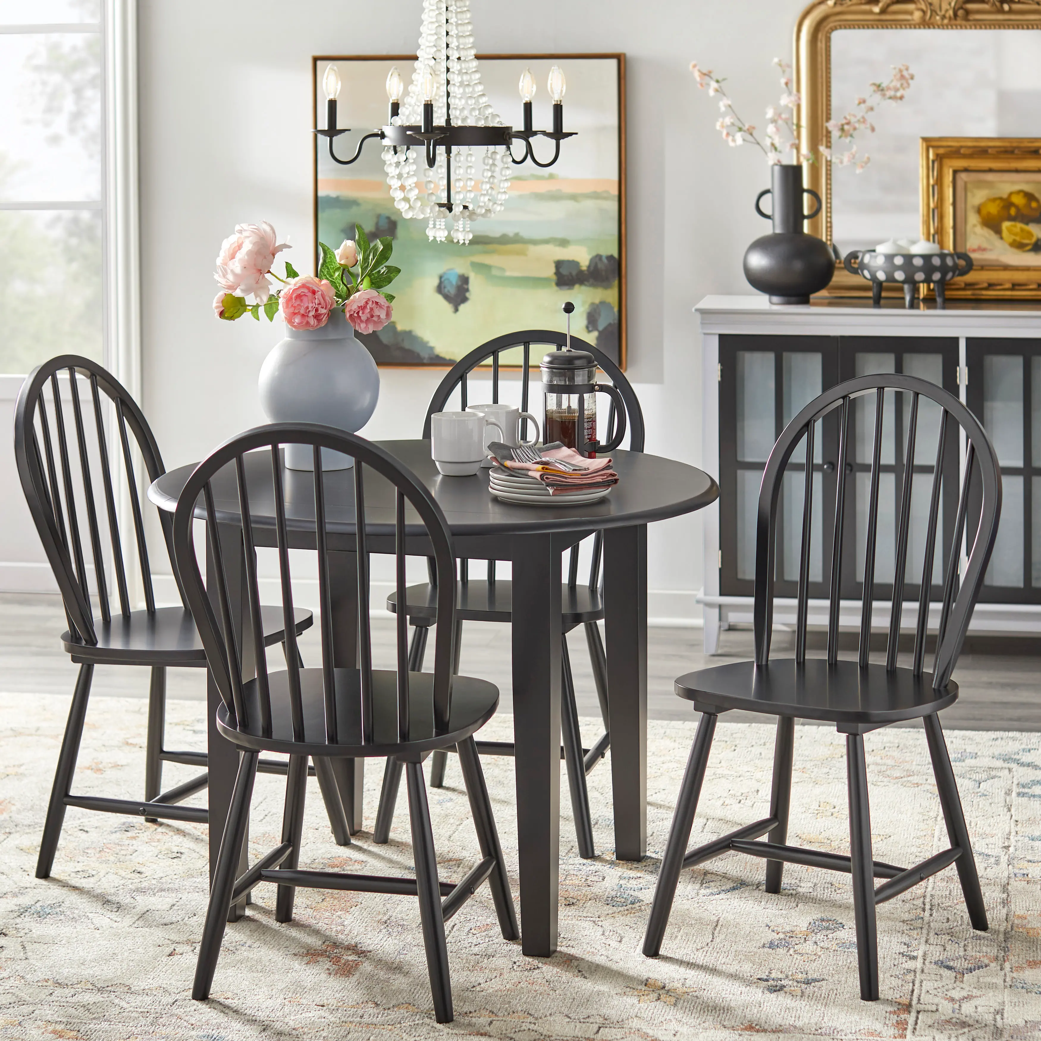 Bosley Black Drop Leaf Dining Table-4