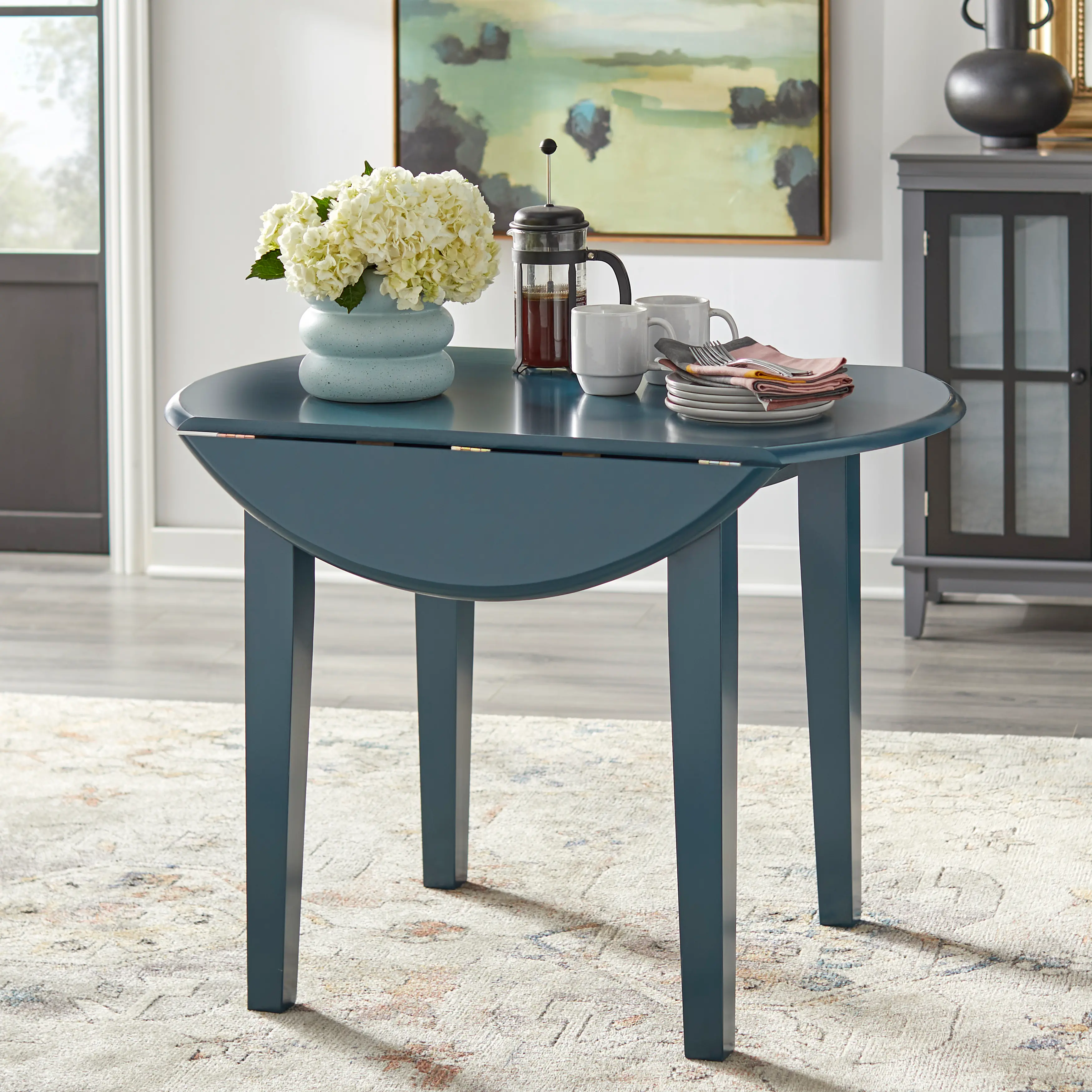 Bosley Blue Drop Leaf Dining Table-1