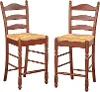 Ladder Back Brown Counter Stools, Set of 2