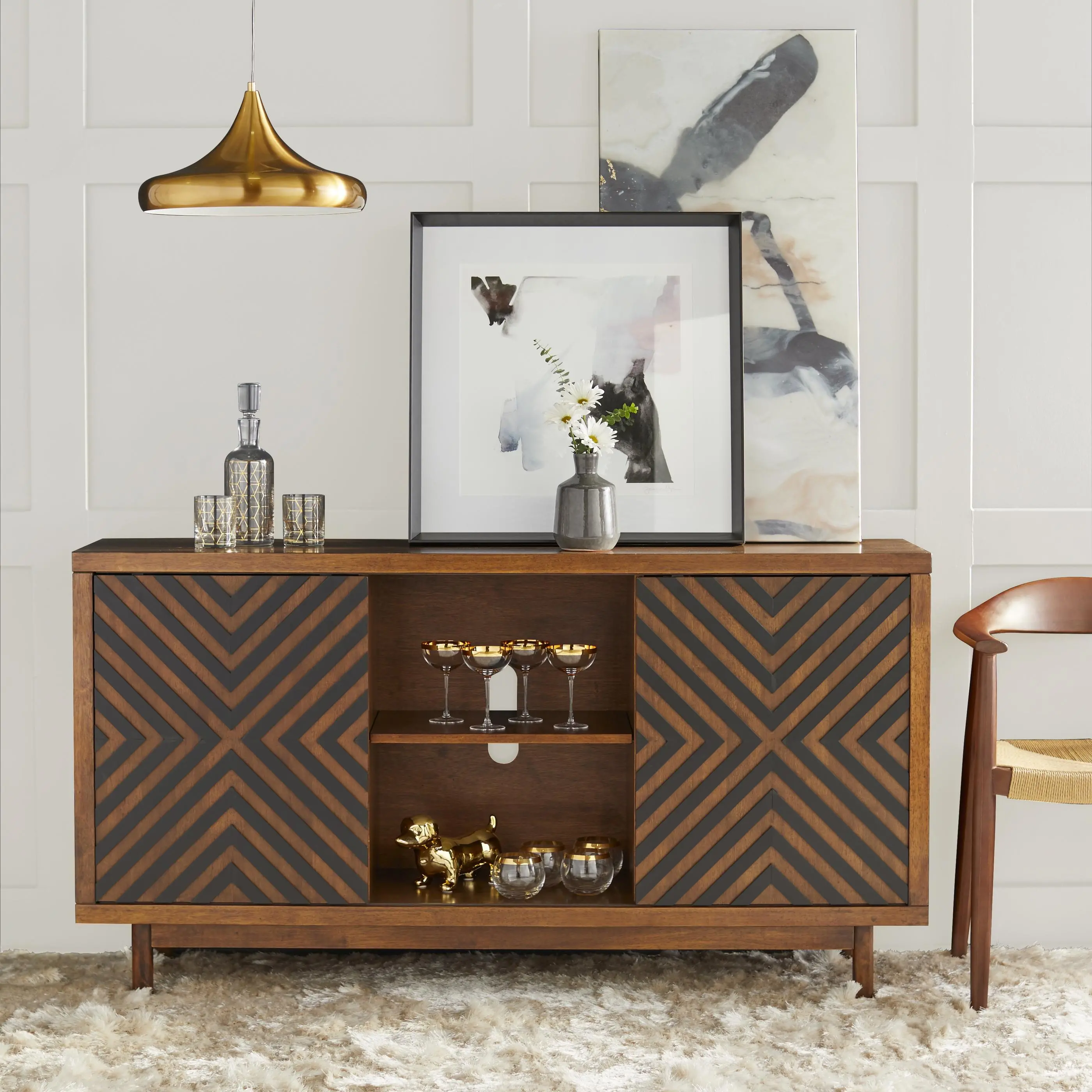 Nicholas Brown and Black Sliding Door Sideboard-1