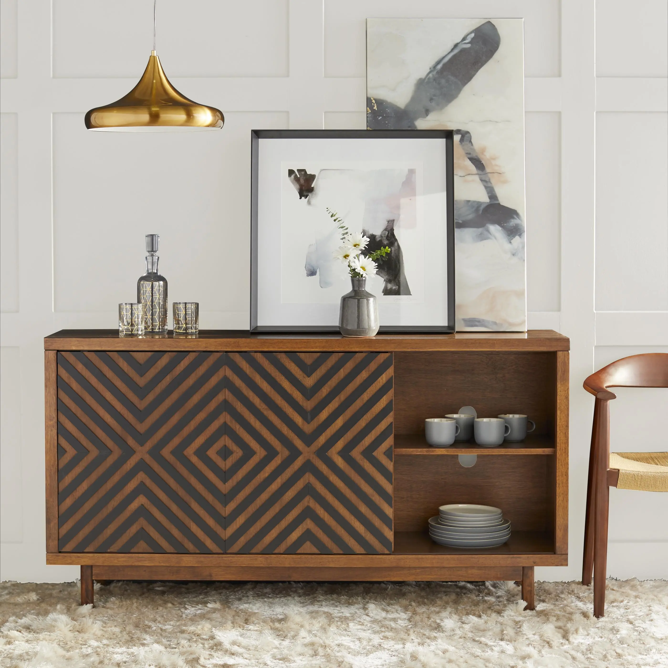 Nicholas Brown and Black Sliding Door Sideboard-2