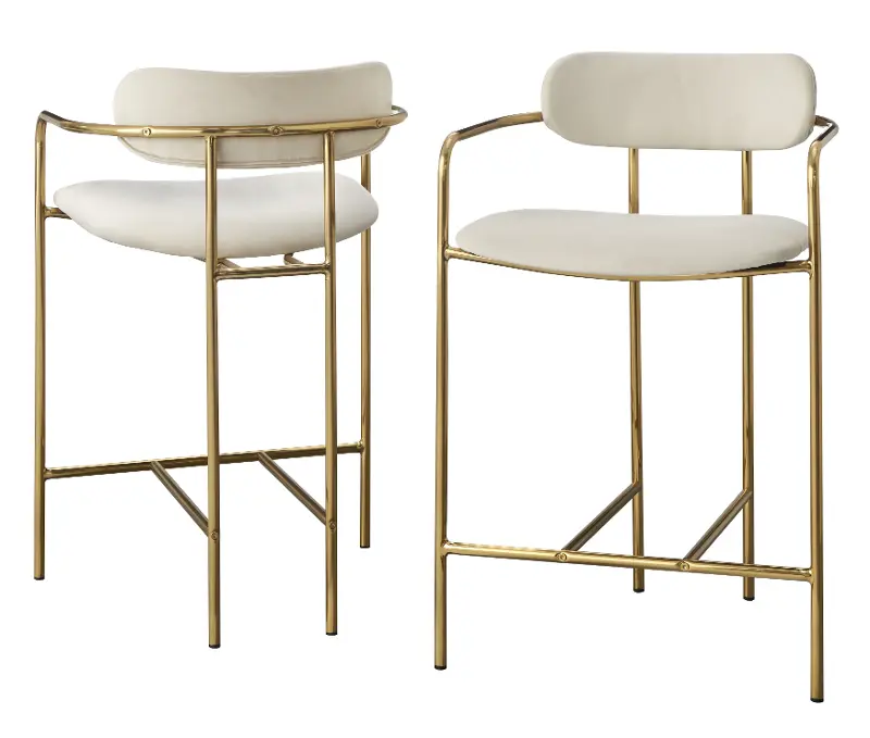 Retro Beige Counter Height Stools, Set of 2