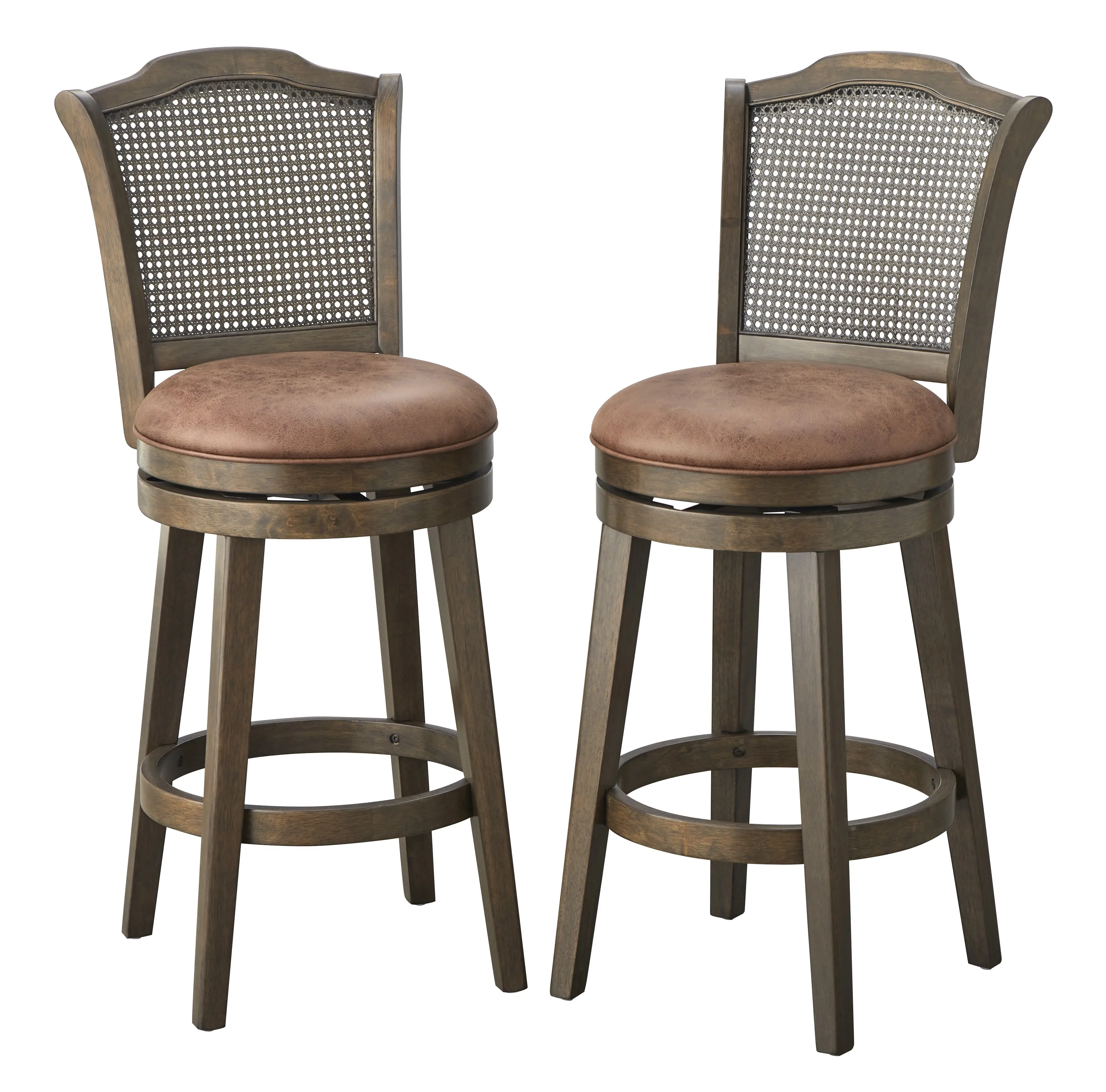 Hudson Walnut Armless Swivel Barstools, Set of 2-1