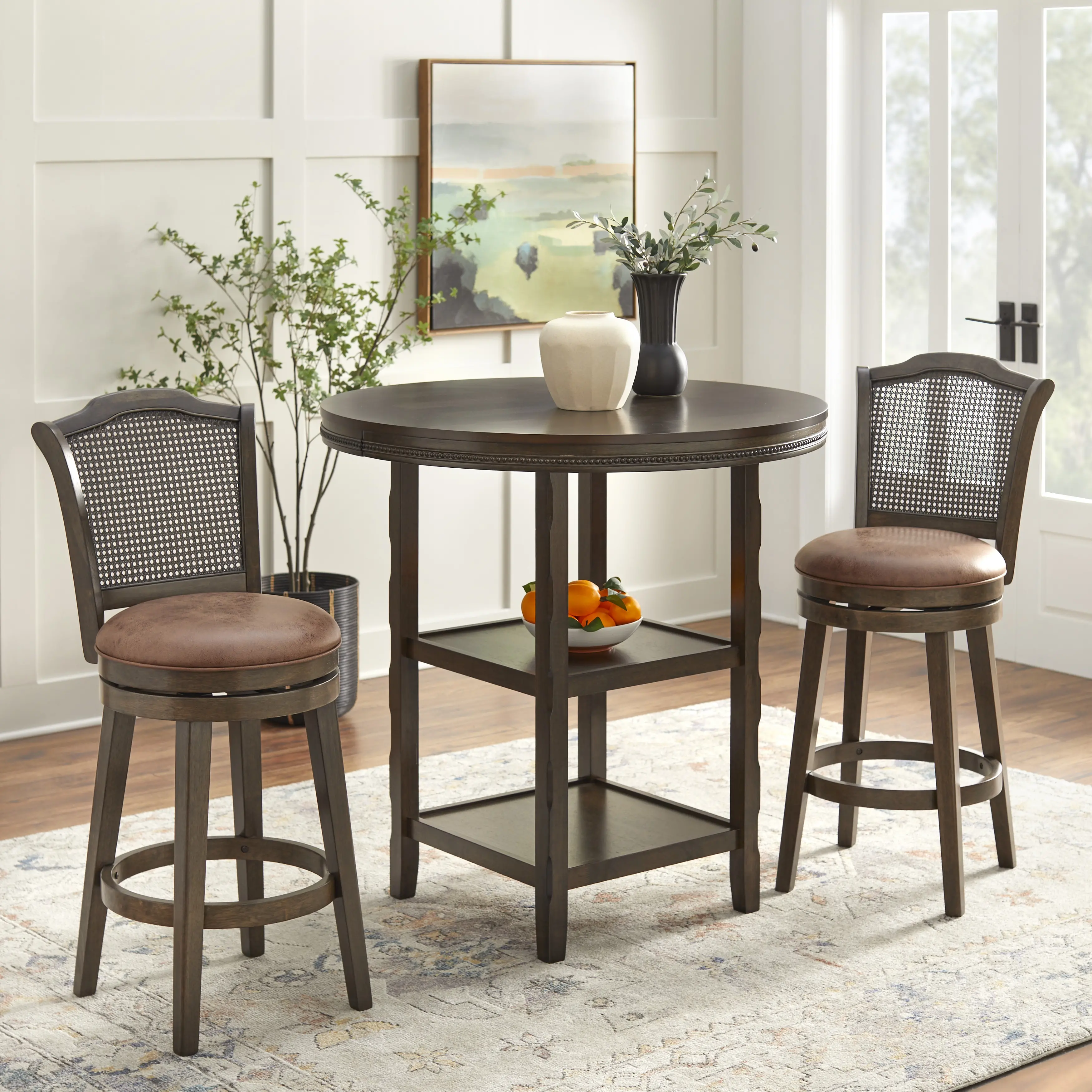 Hudson Walnut Armless Swivel Barstools, Set of 2-6
