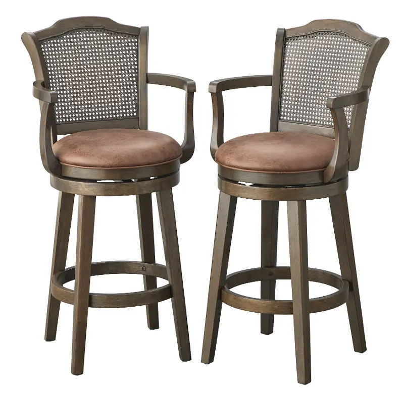 Hudson Walnut Swivel Barstools, Set of 2