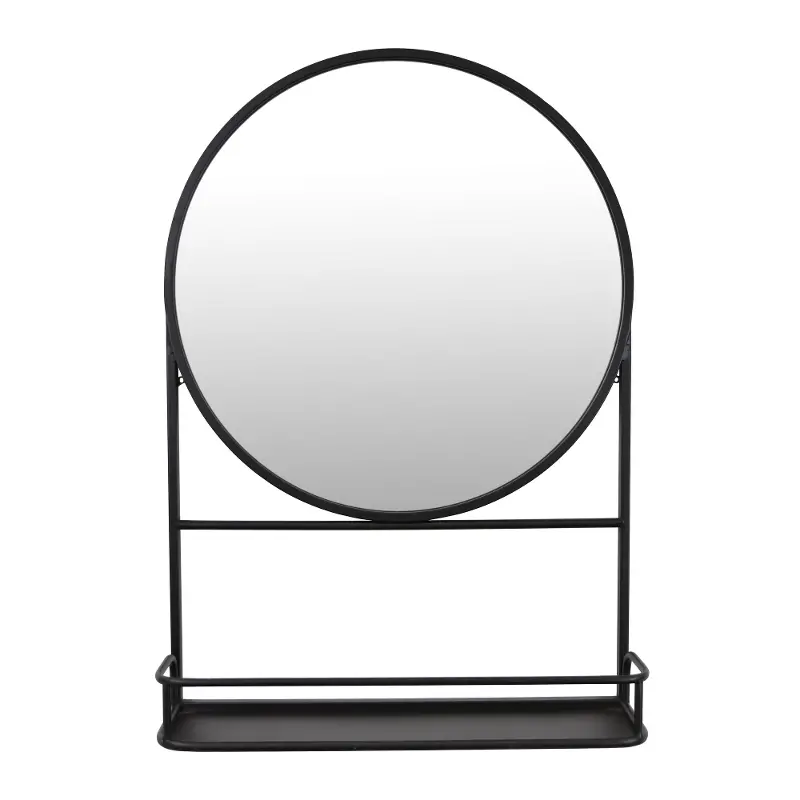 Round Wall Mirror with Shelf