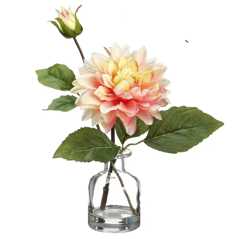 10.5 Dahlias in Glass Vase