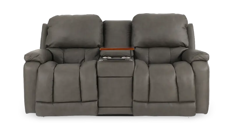 Greyson Coal Gray Power Reclining Loveseat with Headrest and Lumbar