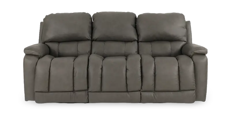 Greyson Coal Gray Power Reclining Sofa with Headrest and Lumbar